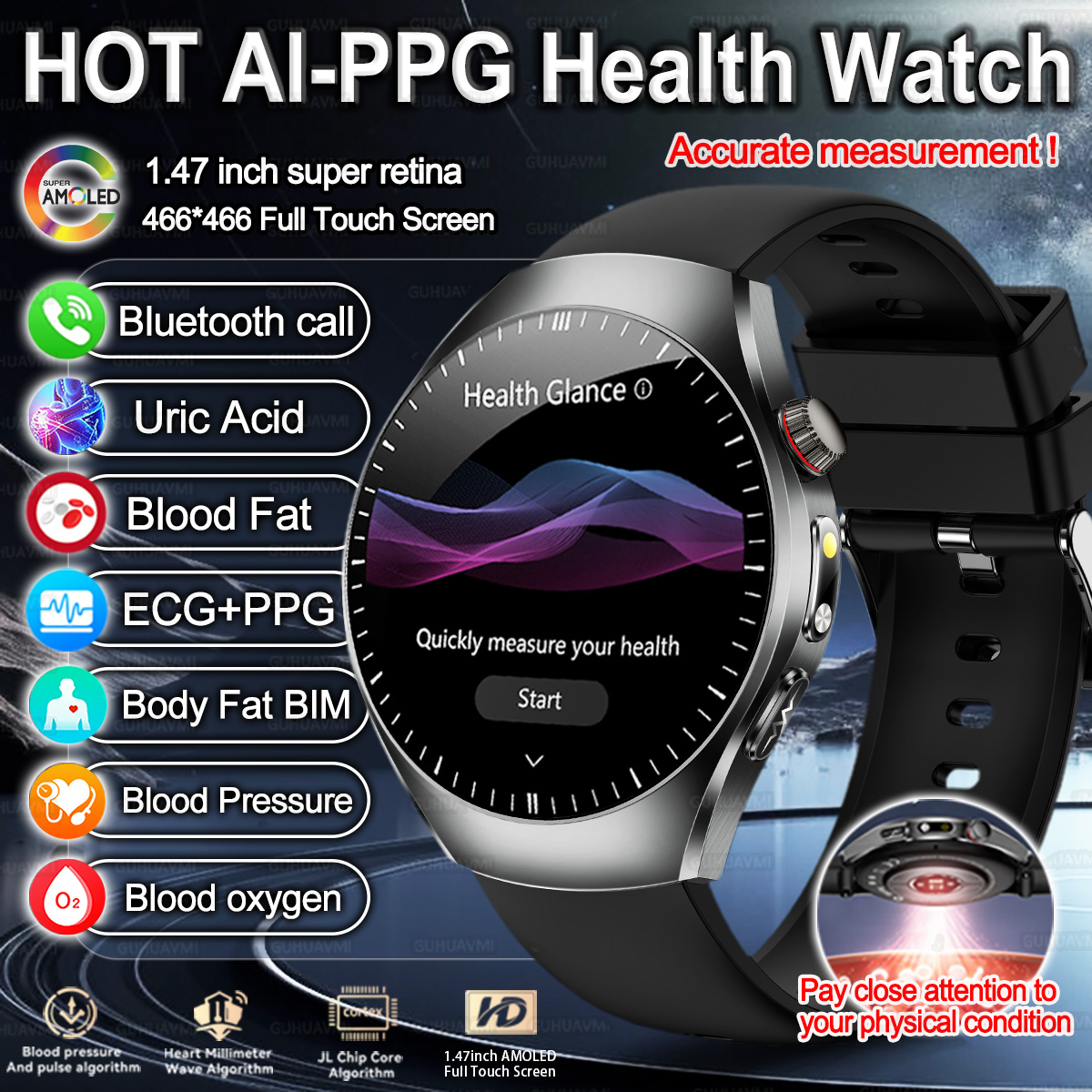Smartwatch Watches Brands For Women - นาฬิกาอัจฉริยะรุ่นใหม่ ปี 2026 อัพเกรดตรวจสุขภาพ ECG ไขมันในเลือด