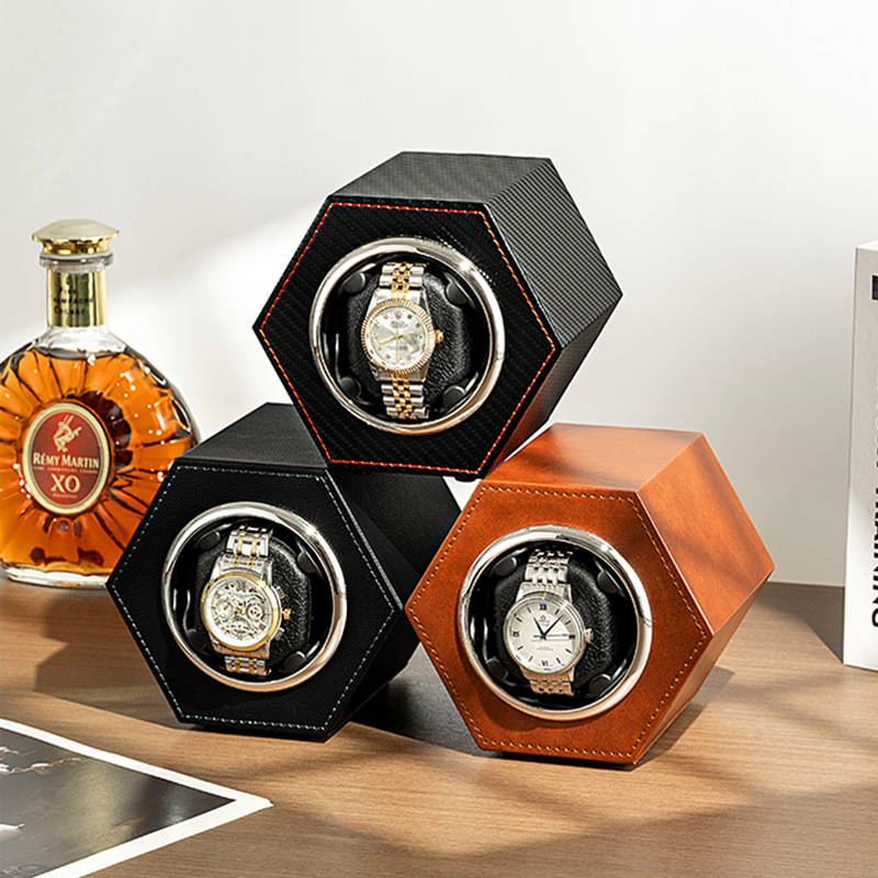 Watch Winder Single - ใหม่2024กล่องหมุนสายเดี่ยวขนาดเล็กหมุนได้มอเตอร์หมุนได้หลายเกียร์กล่องนาฬิกาหนังอินเตอร์เฟซ TYPE-C ใหม่