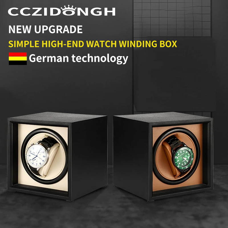Watch Winder Single - ผลิตในเยอรมนี, เครื่องหมุนนาฬิกาอัตโนมัติและกล่องเก็บนาฬิกาแบบหมุน พร้อมช่องใส่การ์ด 1 ช่อง, กล่องเก็บนาฬิกาแบบกลไกพร้อมสาย