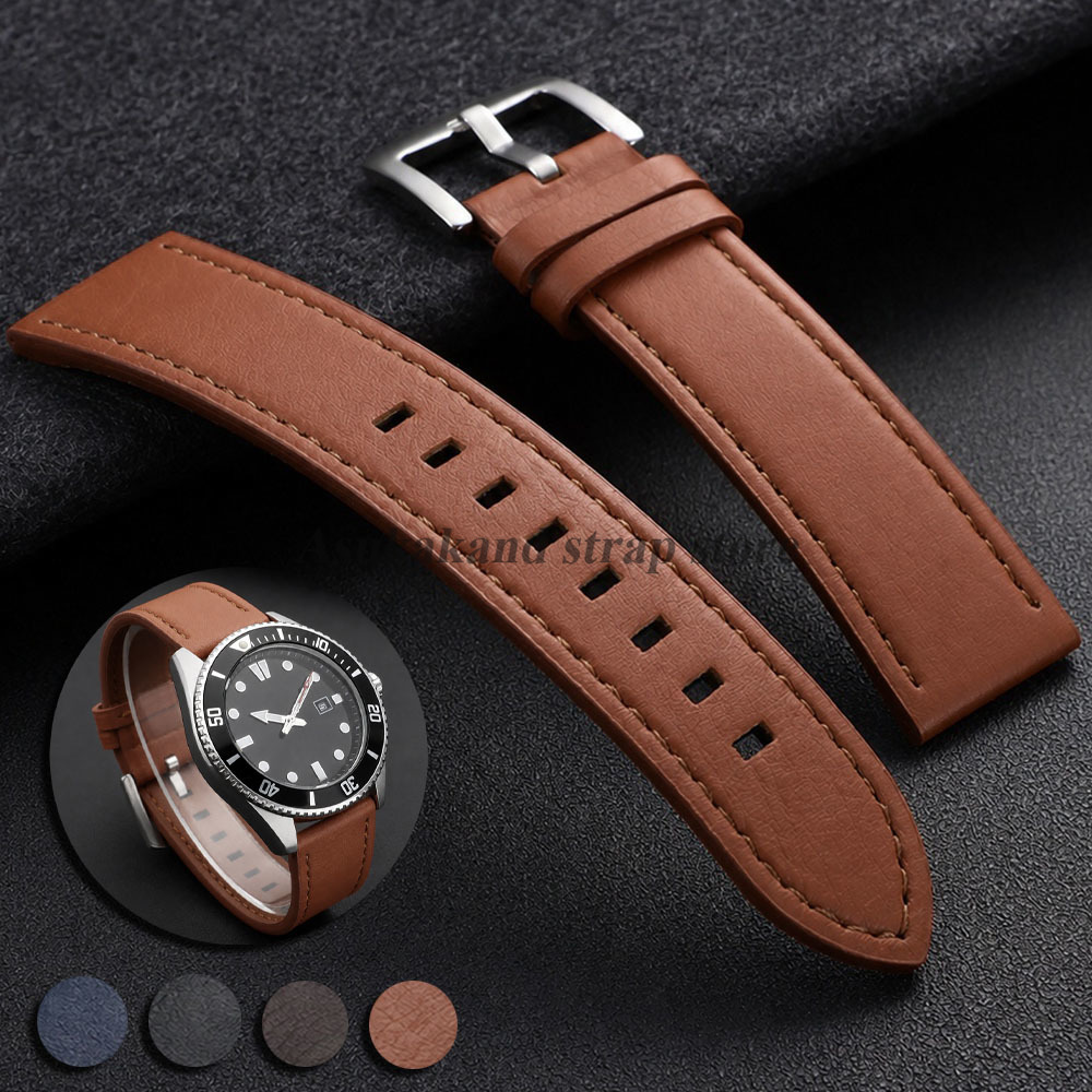 Omega Watches Smartwatch - สายนาฬิกาหนังเย็บ สายรัดข้อมืออเนกประสงค์ 22 มม. สำหรับ Omega