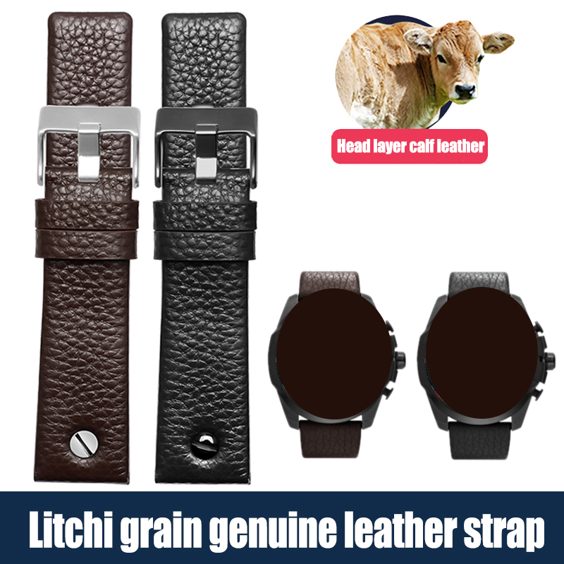 Diesel Watches Smartwatch - สายนาฬิกาข้อมือหนังแท้24มม. 26มม. 28มม. 30มม. DZ7348 DZ7257