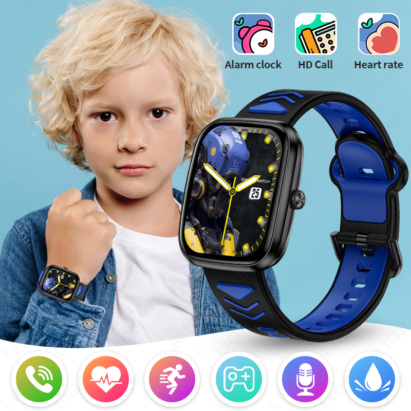Smartwatch Watches Birthday Gift For Boys - LIGE 2026 สมาร์ทวอทช์รุ่นใหม่สำหรับเด็ก รองรับการโทรผ่านบลูทูธ หน้าจอสัมผัสความละเอียดสูง เล่นเกม