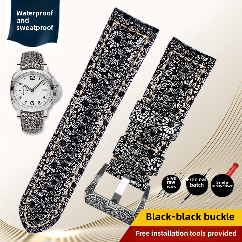 Diesel Watches Smartwatch - 22 มม.24 มม.26 มม.สําหรับใดๆยี่ห้อ retro ดอกไม้หนังแท้นาฬิกาสําหรับ
