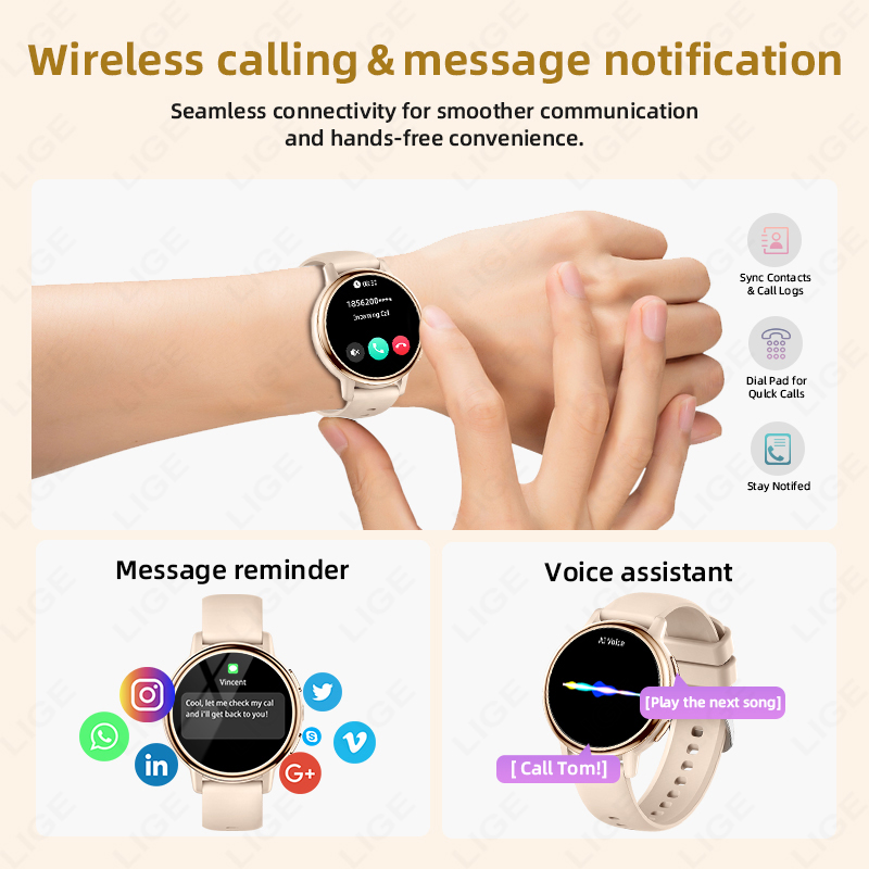 นาฬิกาสมาร์ทวอทช์ LIGE หน้าจอ  - Smartwatch Ladies Watches For Women บทวิจารณ์และราคา