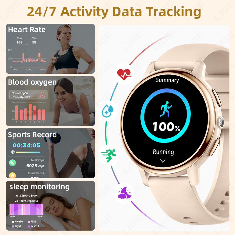 นาฬิกาสมาร์ทวอทช์ LIGE หน้าจอ  - Smartwatch Ladies Watches For Women บทวิจารณ์และราคา