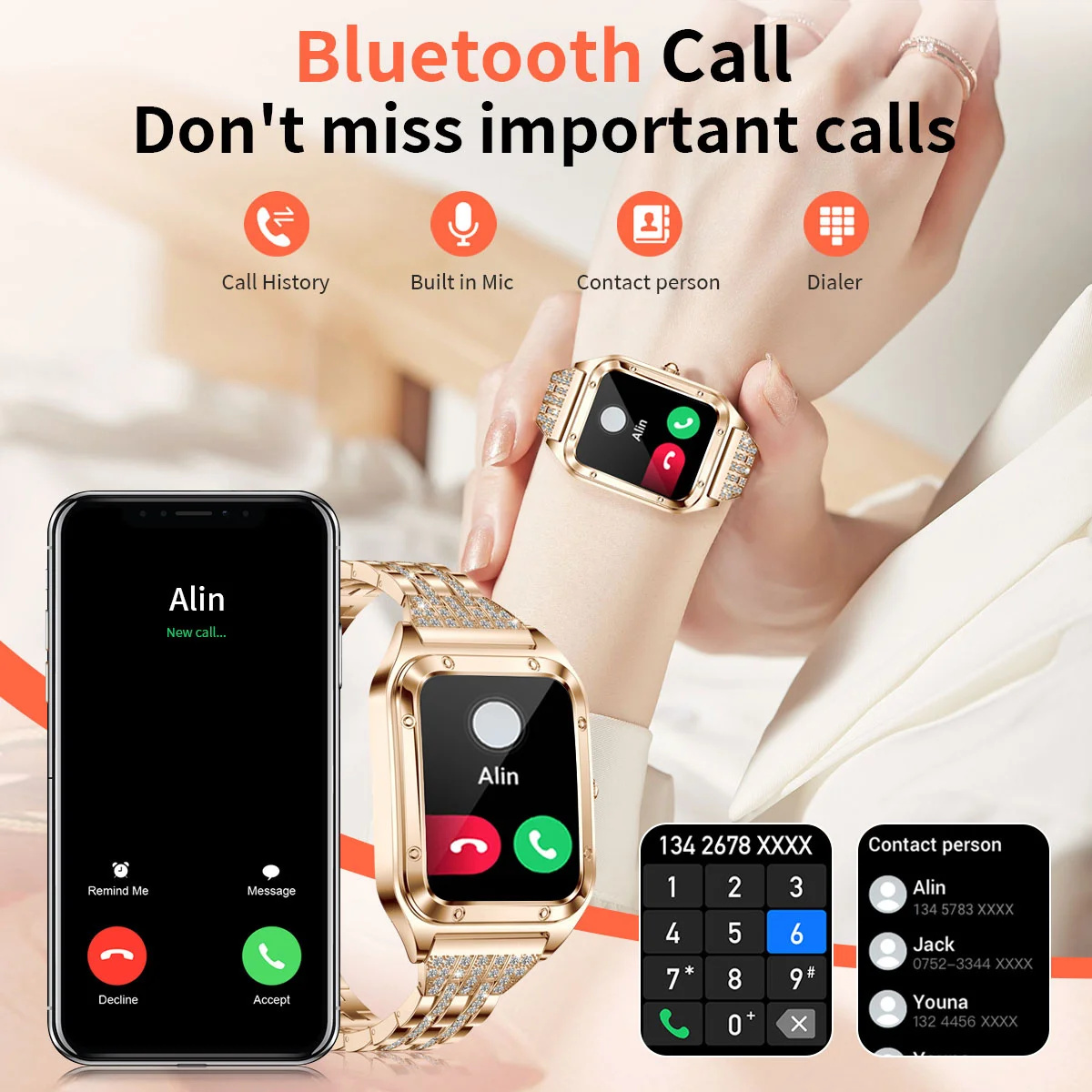 1.57 นิ้วนาฬิกาสมาร์ทสุดหรูผู้ - Watches Ladies Smartwatch บทวิจารณ์และราคา
